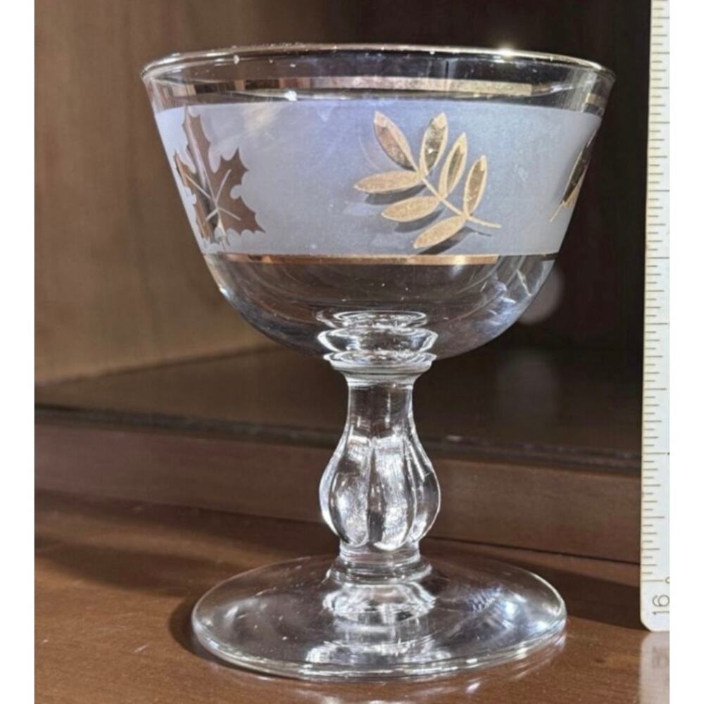 Vintage Libbey Golden Foliage Champagne/Tall Sherbet set of 4 barware serve-ware